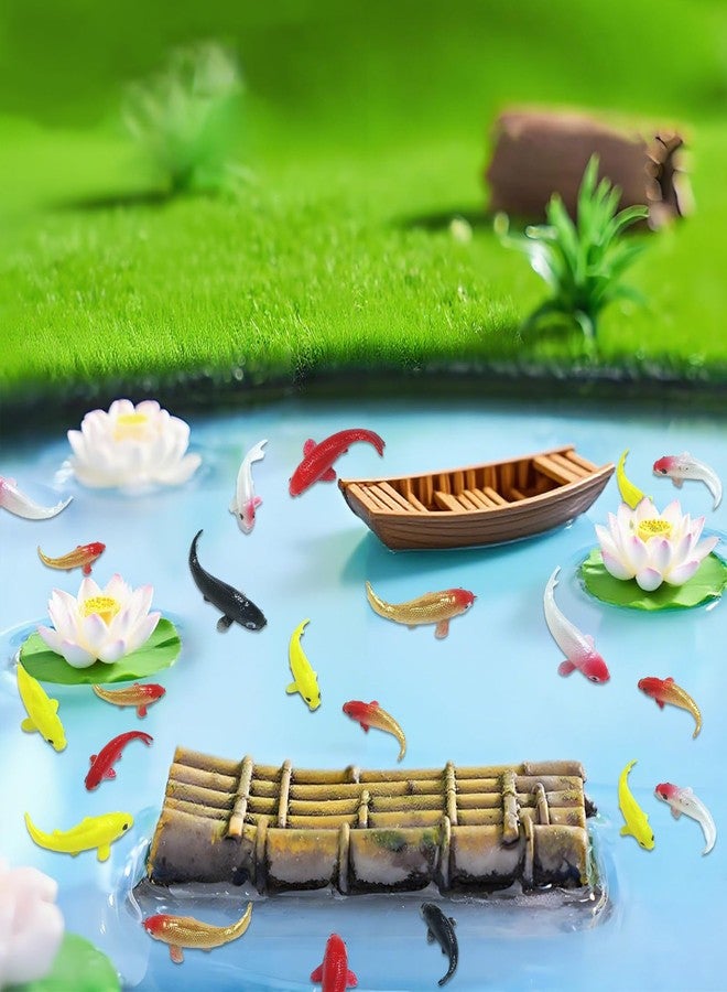 Gabrella 20 Pcs Mini Koi Fish Goldfish Figurines Miniature Tiny Carps Garden Supplies, Little Fake Goldfish, Plastic Fish Figures Small Goldfish Miniature Carp Ornament - Image 5